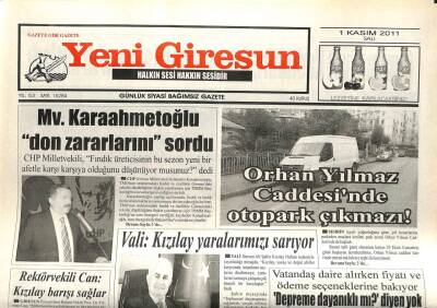 Yeni Giresun Gazetesi 1 Kasım 2011 - Umke Ekibi Vanda GZ108879 - 1