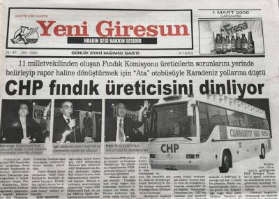 Yeni Giresun Gazetesi 1 Mart 2006-CHP Fındık Üreticisini Dinliyor GZ45568 - 2