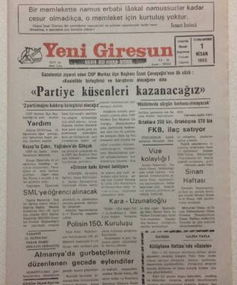 Yeni Giresun Gazetesi 1 Nisan 1995 - İzzet Çavuşoğlu,Partiye Küsenleri Kazanacağız GZ34636 - 1