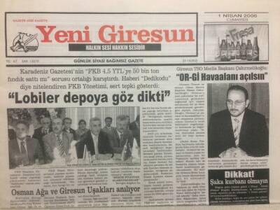 Yeni Giresun Gazetesi 1 Nisan 2006 - Or-Gi Havaalanı Açılsın GZ32120 - 1