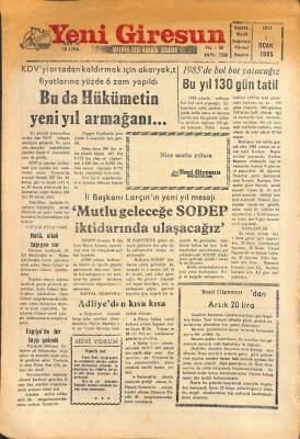 Yeni Giresun Gazetesi 1 Ocak 1985 - Bu Yıl 130 Gün Tatil GZ108491 - 1