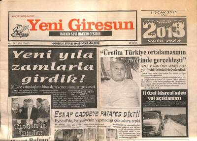 Yeni Giresun Gazetesi 1 Ocak 2013 - Memura Zorunlu Kitap Okuma Molası GZ107849 - 1