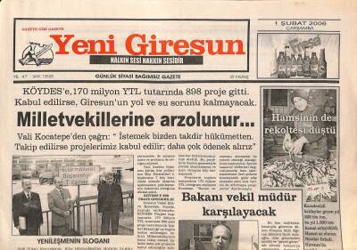 Yeni Giresun Gazetesi 1 Şubat 2006 - Fındığı AB Ülkeleri Tüketiyor GZ108489 - 1