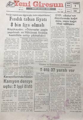 Yeni Giresun Gazetesi 1 Temmuz 1991 Dyp Sekanın Depolarında Kağıt Dolu Niçin İthal Ediliyor GZ30280 - 1