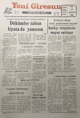 Yeni Giresun Gazetesi 10 Ağustos 1990 Yeniden Rekolte Belirlemesi Yapılması İsteniyor GZ30115 - 1