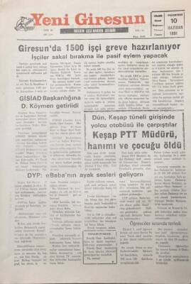 Yeni Giresun Gazetesi 10 Haziran 1991 Giresunda 1500 İşçi Greve Hazırlanıyor GZ25545 - 1
