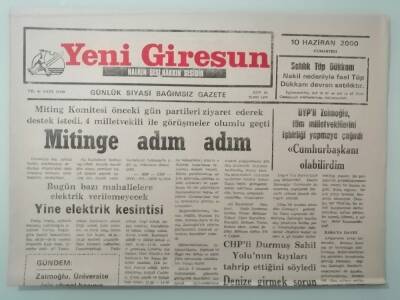 Yeni Giresun Gazetesi 10 Haziran 2000 Gürültü Kirliliğine Hayır -GZ14798 - 1