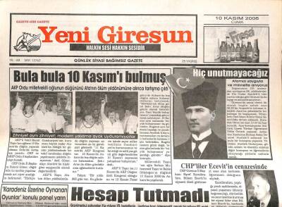 Yeni Giresun Gazetesi 10 Kasım 2006 - CHPliler Ecevitin Cenazesinde GZ107942 - 1