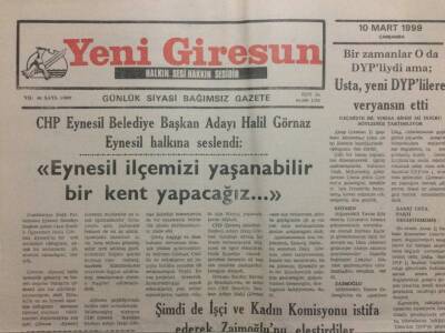 Yeni Giresun Gazetesi 10 Mart 1999 - Eynesili Yaşanabilir Kent Yapacağız GZ34683 - 1