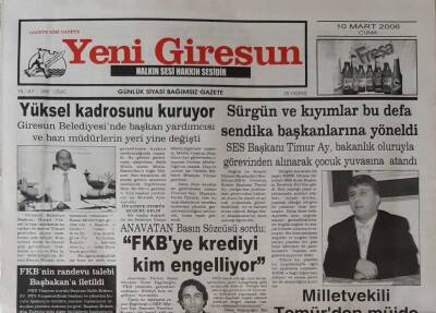 Yeni Giresun Gazetesi 10 Mart 2006-Valinin Talebiyle Eğribel Tünelle Geçilecek GZ45766 - 2