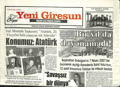 Yeni Giresun Gazetesi 10 Mart 2008 - Bir Yıl Daha Dayanamadı GZ101948 - 2