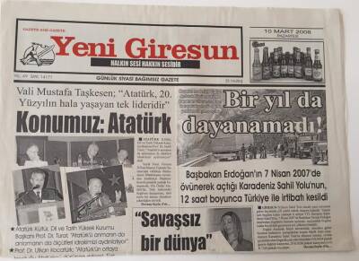 Yeni Giresun Gazetesi - 10 Mart 2008 - Sahil Yolu Bir Yıl da Dayanamadı ! GZ43678 - 2