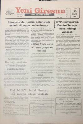 Yeni Giresun Gazetesi 10 Mayıs 1991 DYPnin Demirelle Açık Hava Mitingi GZ25642 - 1