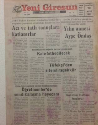 Yeni Giresun Gazetesi 10 Mayıs 1993 - Tüfekçiden Sitemli Teşekkür GZ32132 - 1