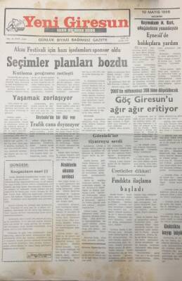 Yeni Giresun Gazetesi 10 Mayıs 1999 Göç Giresunu Ağır Ağır Eritiyor GZ25651 - 1