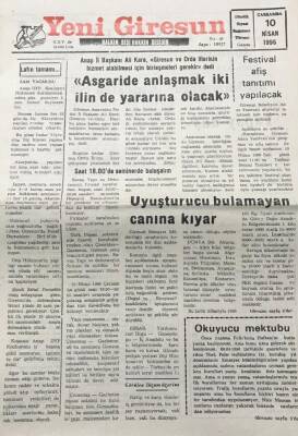 Yeni Giresun Gazetesi 10 Nisan 1996 Anap İl Başkanı Ali KaraGiresun Ve Ordu İllerinin Hizmet Alabilmesi İçin Birleşmeleri Gerekir GZ30461 - 1