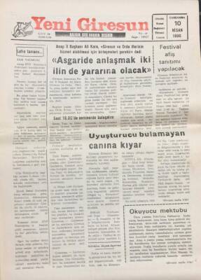 Yeni Giresun Gazetesi 10 Nisan 1996- Muzaffer Deniz2000 Yılında 1.Ligde Olacağız GZ14044 - 2