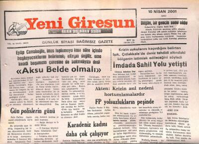 Yeni Giresun Gazetesi 10 Nisan 2001 - Aksu Belde Olmalı GZ107864 - 1
