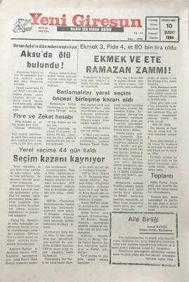 Yeni Giresun Gazetesi 10 Şubat 1994 Yerel Seçime 44 Gün Kaldı GZ30215 - 1