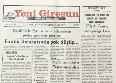 Yeni Giresun Gazetesi 10 Şubat 1999 Fiskobirlikin Fiyat Ve Satış Politikalarını Gözden Geçirmesi İsteniyor GZ30191 - 1
