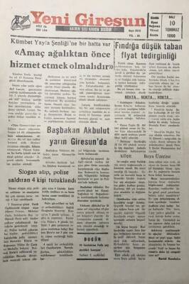 Yeni Giresun Gazetesi 10 Temmuz 1990 Fındığa Düşük Taban Fiyat Tedirginliği GZ30128 - 1