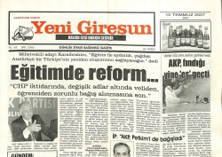 Yeni Giresun Gazetesi 10 Temmuz 2007 - Eğitimde Reform GZ101770 - 1