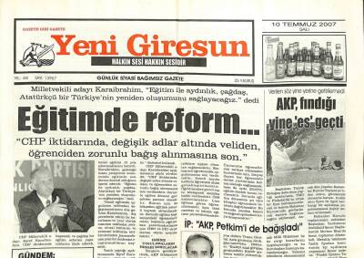 Yeni Giresun Gazetesi 10 Temmuz 2007 - Eğitimde Reform GZ101770 - 2