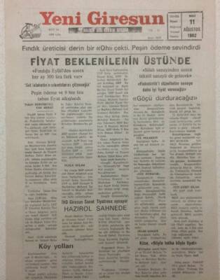 Yeni Giresun Gazetesi 11 Ağustos 1992 - Fındık Üreticisi Derin Bir Oh Çekti GZ32130 - 1
