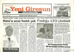 Yeni Giresun Gazetesi 11 Ağustos 2006 - Doğal Gazda Kriz GZ101898 - 1