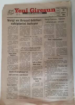 Yeni Giresun Gazetesi 11 Aralık 1993 - Vergi Ve İhracat Ödülleri Sahiplerini Buluyor GZ28776 - 1