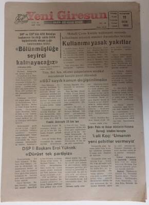 Yeni Giresun Gazetesi 11 Ekim 1993 - Kullanımı Yasak Yakıtlar GZ31021 - 1