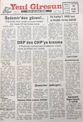 Yeni Giresun Gazetesi 11 Eylül 1996 DSPden CHPye Kınama GZ30510 - 1