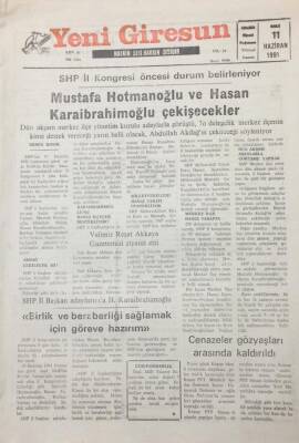 Yeni Giresun Gazetesi 11 Haziran 1991 Mustafa Hotmanoğlu Ve Hasan Karaibrahimoğlu Çekişecekler GZ25546 - 1