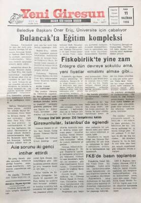 Yeni Giresun Gazetesi 11 Haziran 1996 Fiskobirlikte Yine Zam GZ30527 - 1