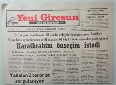 Yeni Giresun Gazetesi 11 Haziran 2003 İhracatta Tonaj Arttı Gelir Düştü -GZ33291 - 1