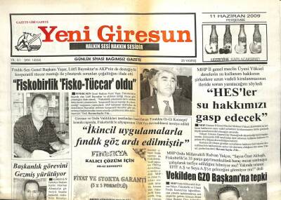 Yeni Giresun Gazetesi 11 Haziran 2009 - Fiskobirlik Fisko-Tüccar Oldu GZ101959 - 2