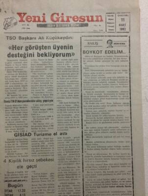 Yeni Giresun Gazetesi 11 Mart 1992 - Ali Küçükaydın,Herkesten Destek Bekliyorum GZ34574 - 1