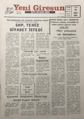 Yeni Giresun Gazetesi 11 Mart 1994Mehmet Larçın Ben Yolsuzluk Var Demedim GZ30102 - 1
