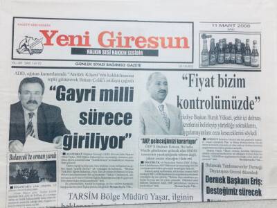 Yeni Giresun Gazetesi - 11 Mart 2008 - ADD,Gayri Milli Sürece Giriliyor GZ46492 - 2
