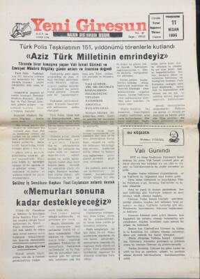 Yeni Giresun Gazetesi 11 Nisan 1996- Türk Polis Teşkilatının 151.Yıldönümü GZ14045 - 1