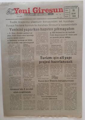 Yeni Giresun Gazetesi 11 Ocak 1993 - Turizm İçin Alt Yapı Projesi Hazırlanacak GZ31115 - 1