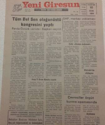 Yeni Giresun Gazetesi 11 Ocak 1994 -Espiyede Amcasının Oğlunu Vurdu GZ38217 - 1
