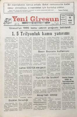 Yeni Giresun Gazetesi 11 Ocak 1995 Sahte 500lük Ele Geçirildi GZ30221 - 1