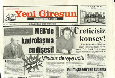 Yeni Giresun Gazetesi 11 Ocak 2008 - MEBde Kadrolaşma Endişesi - Vali Taşkesenden Kutlama GZ109343 - 1