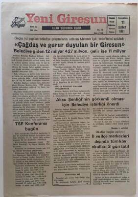 Yeni Giresun Gazetesi 11 Şubat 1991 - Çağdaş Ve Gurur Duyulan Bir Giresun GZ31088 - 1