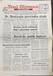 Yeni Giresun Gazetesi 11 Temmuz 1996- Dr.Memişoğlu Görevinden Alındı GZ14015 - 2