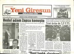 Yeni Giresun Gazetesi 12 Ağustos 2006 - Fındık-Sen Seferberlik İstedi GZ101896 - 2
