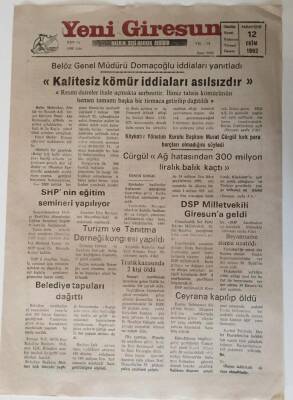 Yeni Giresun Gazetesi 12 Ekim 1992 - Kalitesiz Kömür İddiaları Asılsızdır GZ28696 - 1
