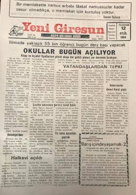 Yeni Giresun Gazetesi 12 Eylül 1994Kitap Ve Kıyafet Fiyatlarının Yüksek Oluşu Dar Gelirli Aileleri Zor Durumda Bırakıyor GZ30032 - 1