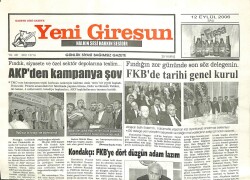 Yeni Giresun Gazetesi 12 Eylül 2006 - FKBde Tarihi Genel Kurul GZ101854 - 1